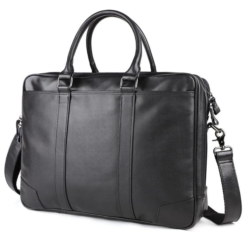 Aktentasche Aus Echtem Leder Für Herren 15.6 Zoll Laptop-handtasche Business-umhängetasche Herren-umhängetasche Umhängetaschen Reisetasche Für Männer - Schwarz