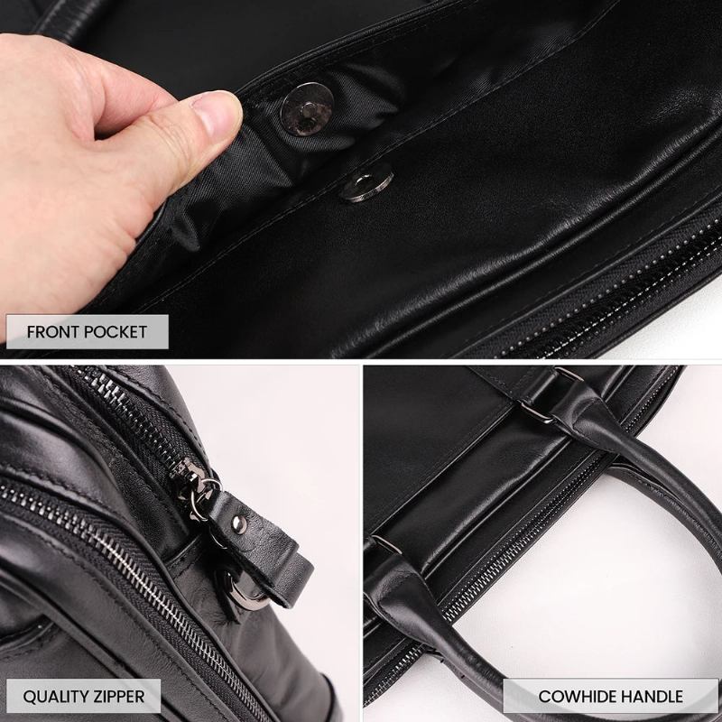 Aktentasche Aus Echtem Leder Für Herren 15.6 Zoll Laptop-handtasche Business-umhängetasche Herren-umhängetasche Umhängetaschen Reisetasche Für Männer - Schwarz