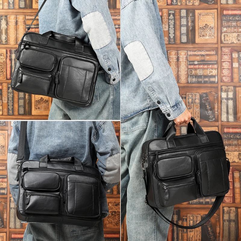 Aktentasche Für Herren Business Laptop Büro Messenger Bag Umhängetasche Handtasche - braun