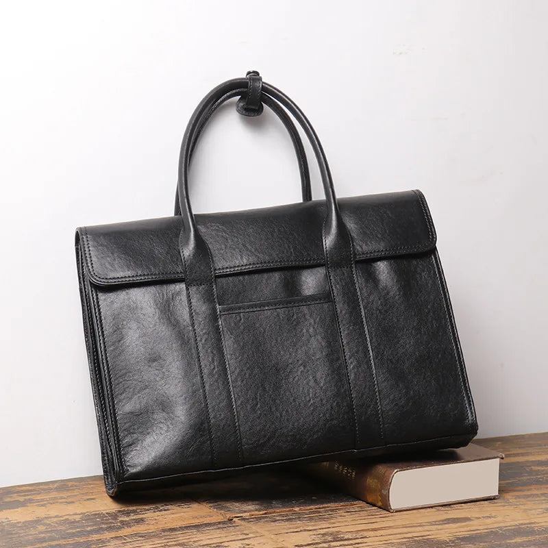 Business-tasche Aus Echtem Leder Für Herren Trolley-tasche Business-aktentasche Laptoptasche Mit Großer Kapazität - schwarz