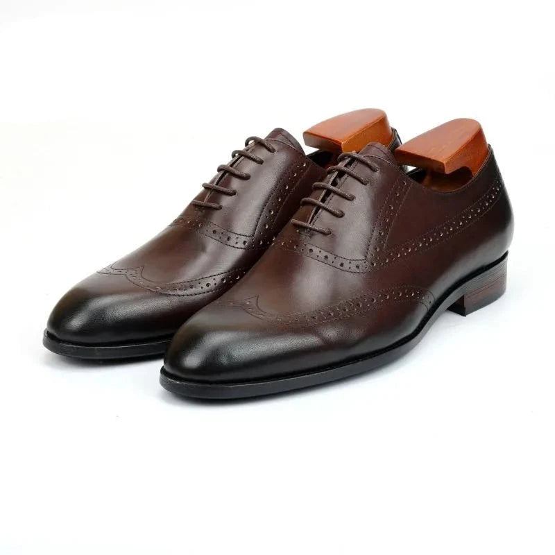 Brogue-oxford-herrenschuhe Hochzeitsschuhe Trauzeugenschuh Echtes Leder Handgefertigte Designer-formalschuhe Herren - Braun