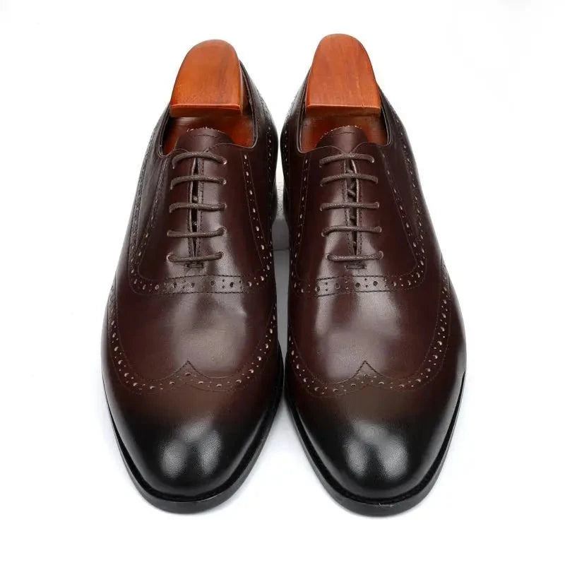 Brogue-oxford-herrenschuhe Hochzeitsschuhe Trauzeugenschuh Echtes Leder Handgefertigte Designer-formalschuhe Herren - Braun