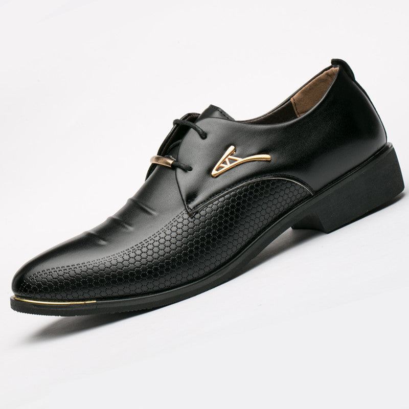 Business Kleid Herrenschuhe Klassische Leder Herren Anzugschuhe Slip On Abendschuh Oxfords - Schwarz