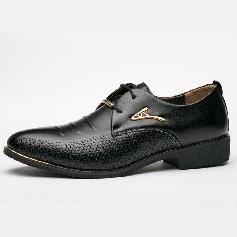 Business Kleid Herrenschuhe Klassische Leder Herren Anzugschuhe Slip On Abendschuh Oxfords - Schwarz