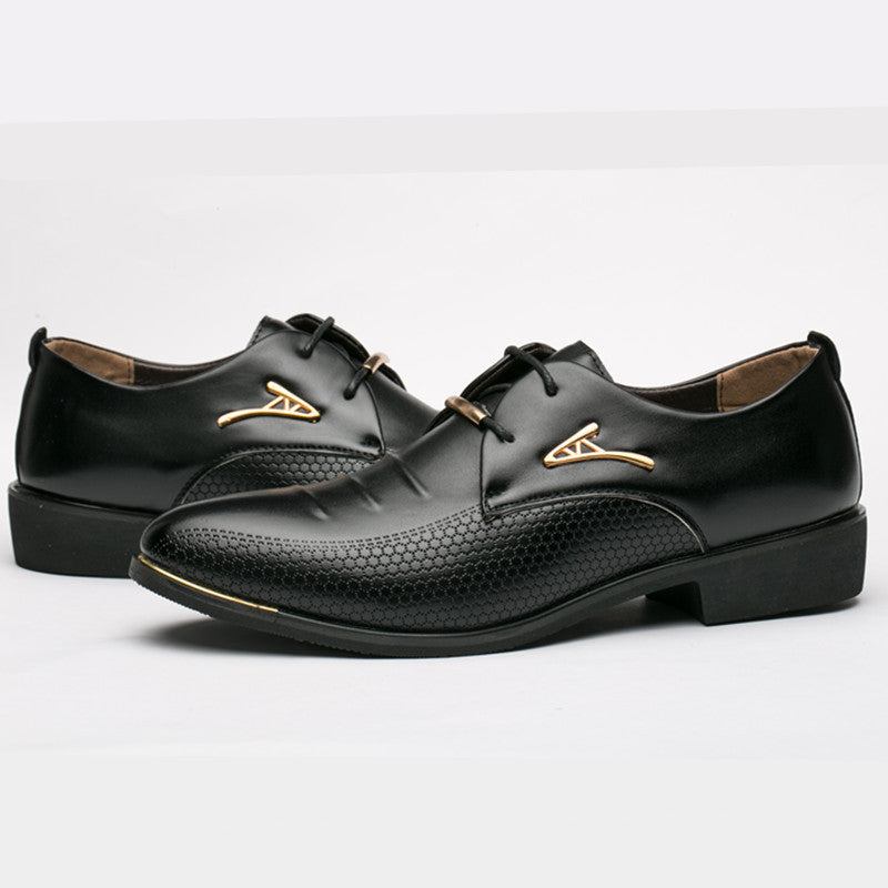 Business Kleid Herrenschuhe Klassische Leder Herren Anzugschuhe Slip On Abendschuh Oxfords - Schwarz