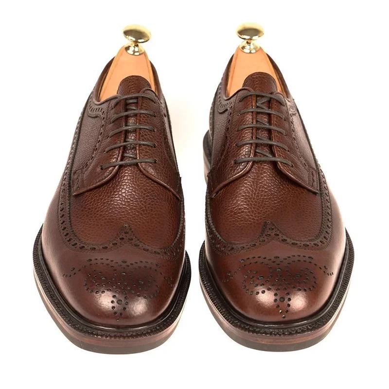 Derby-brogue-bräutigam-designer-kleid Beste Herrenschuhe Aus Echtem Leder Original Handgefertigte Businessschuhe Für Männer - Braun