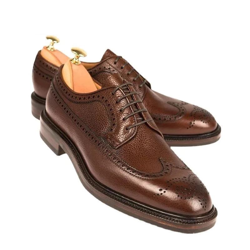 Derby-brogue-bräutigam-designer-kleid Beste Herrenschuhe Aus Echtem Leder Original Handgefertigte Businessschuhe Für Männer - Braun