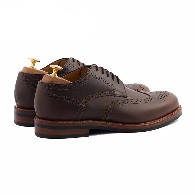 Derby-brogue-stil Formelle Partyschuhe Original-business-designer Echtes Leder Beste Handgefertigte Schuhe Für Männer - Braun