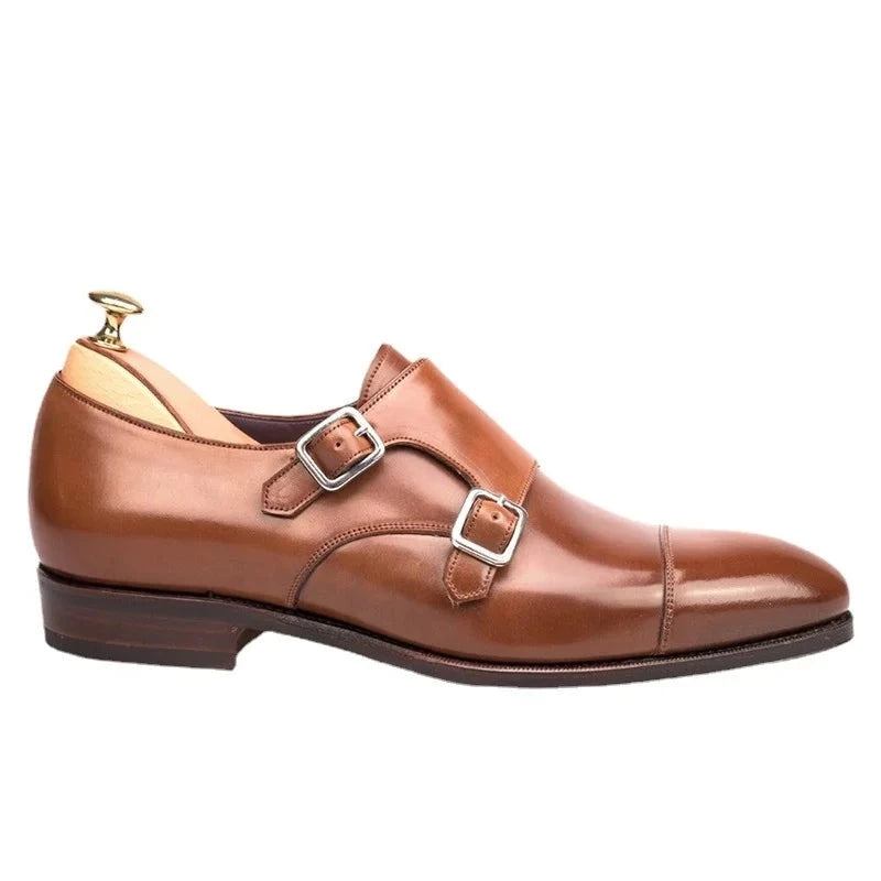 Doppel-monk-strap-herrenschuhe Echtes Leder Handgefertigte Designer-businessschuhe Für Männer Original - Schwarz