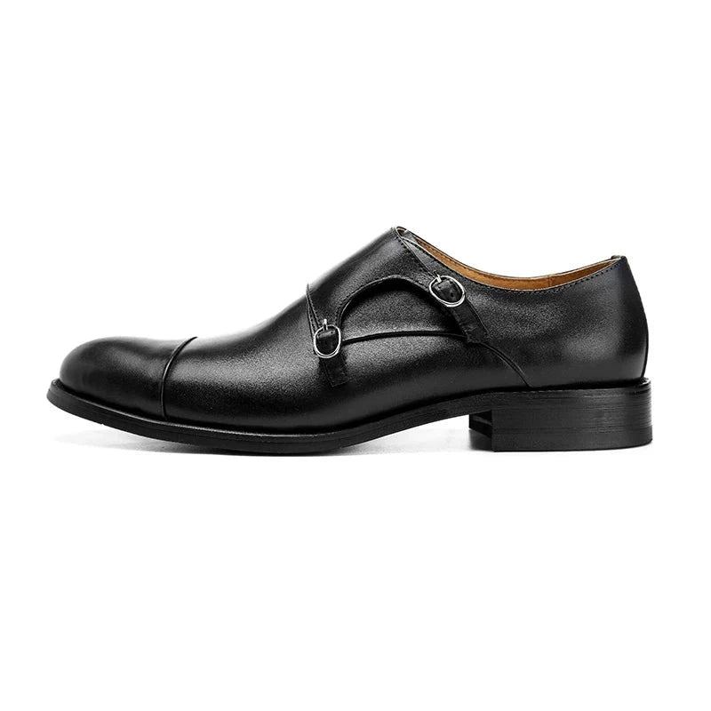 Doppelte Monk-straps Herrenschuhe Formelle Hochzeitsschuhe Aus Echtem Leder Originale Business-designerschuhe Für Herren - Schwarz