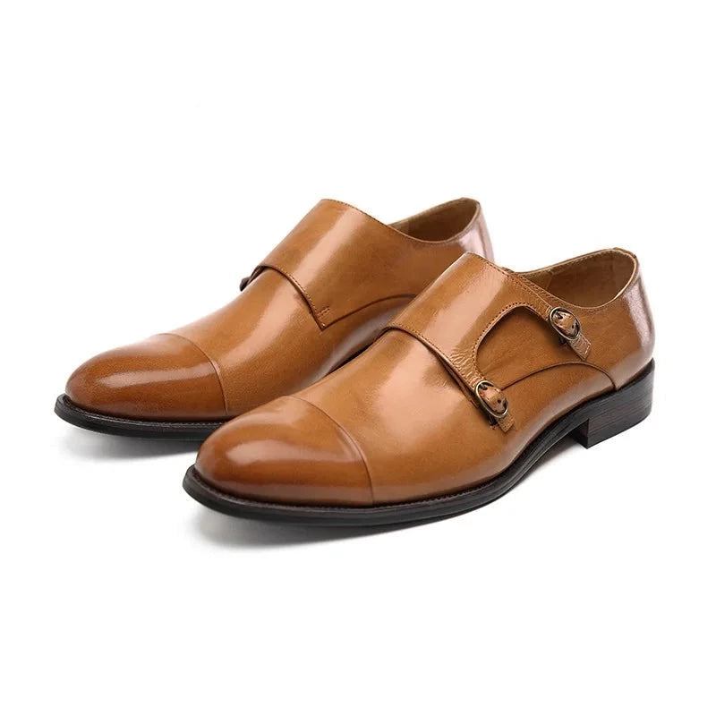 Doppelte Monk-straps Herrenschuhe Formelle Hochzeitsschuhe Aus Echtem Leder Originale Business-designerschuhe Für Herren - Schwarz