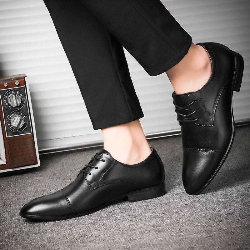 Freizeitschuhe Aus Echtem Leder Für Herren Formelle Business-schuhe Luxus-designer-schuhe - Schwarz 1