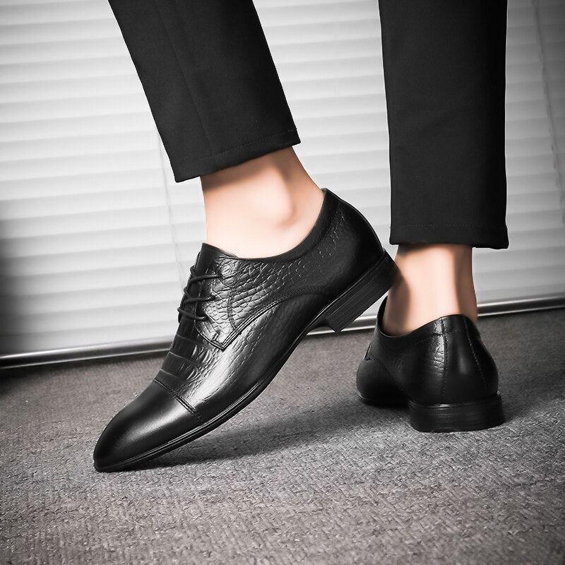 Freizeitschuhe Aus Echtem Leder Für Herren Formelle Business-schuhe Luxus-designer-schuhe - Schwarz 1