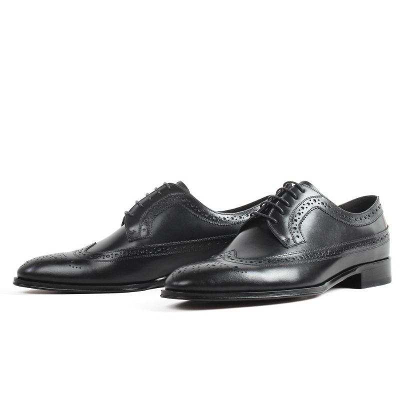 Handgefertigte Blake Schuhe Herren Schwarz Full Brogue Schuh Hochzeit Büro Formelle - Schwarz