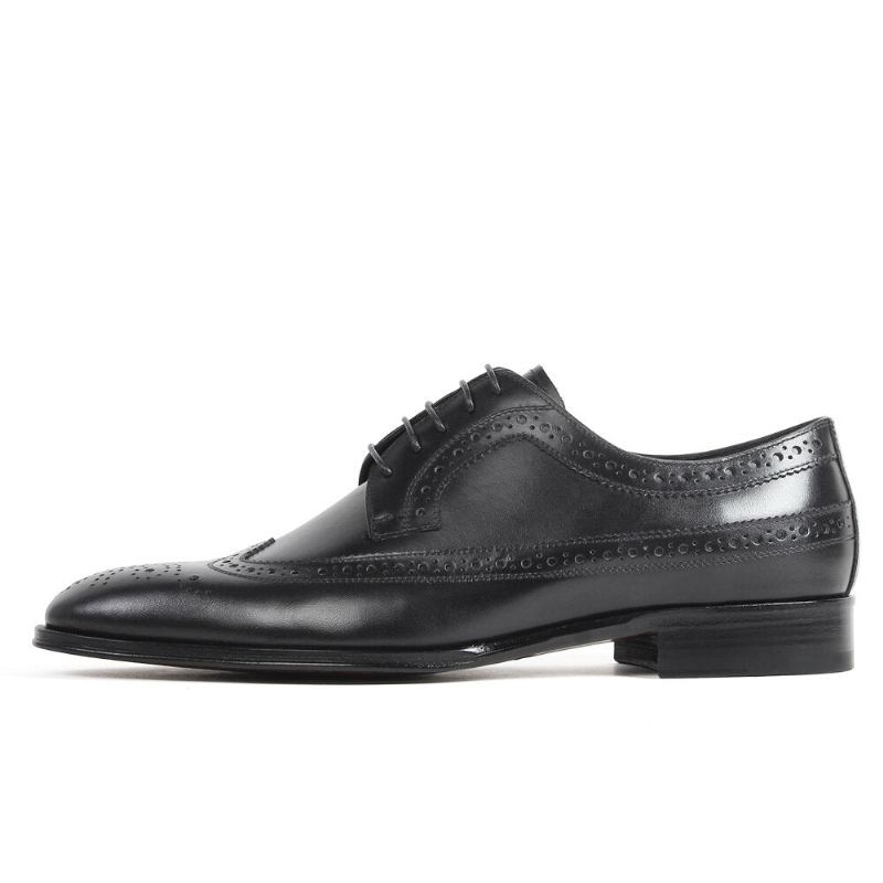 Handgefertigte Blake Schuhe Herren Schwarz Full Brogue Schuh Hochzeit Büro Formelle - Schwarz