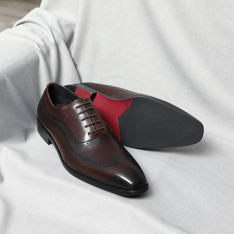 Handgefertigte Klassische Oxford-schuhe Aus Echtem Originalleder Für Herren - Schwarz