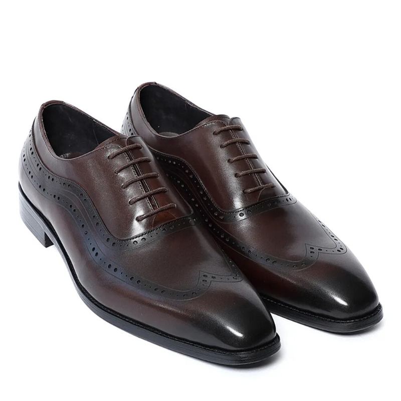 Handgefertigte Klassische Oxford-schuhe Aus Echtem Originalleder Für Herren - Schwarz