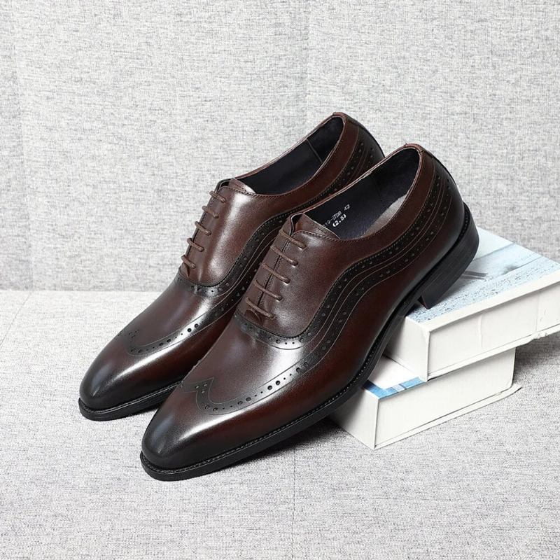 Handgefertigte Klassische Oxford-schuhe Aus Echtem Originalleder Für Herren - Schwarz