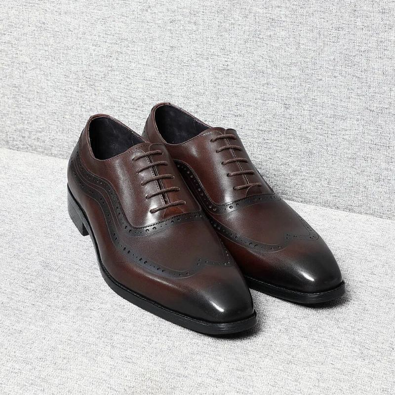 Handgefertigte Klassische Oxford-schuhe Aus Echtem Originalleder Für Herren - Schwarz