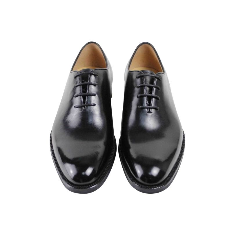 Klassischer Schwarzer Herren Echtlederschuh Formelle Arbeit Business Büro Original Designer Abendschuh Oxford Schuhe - Schwarz