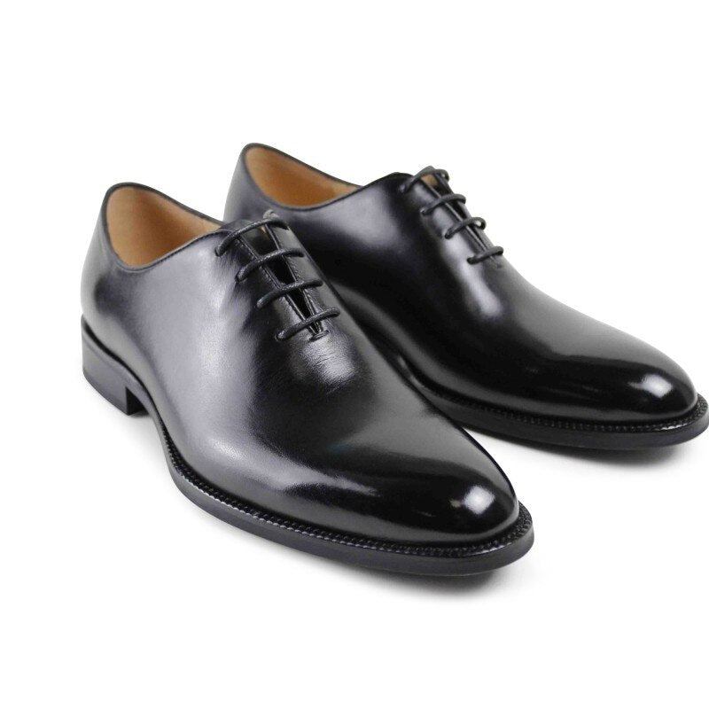 Klassischer Schwarzer Herren Echtlederschuh Formelle Arbeit Business Büro Original Designer Abendschuh Oxford Schuhe - Schwarz