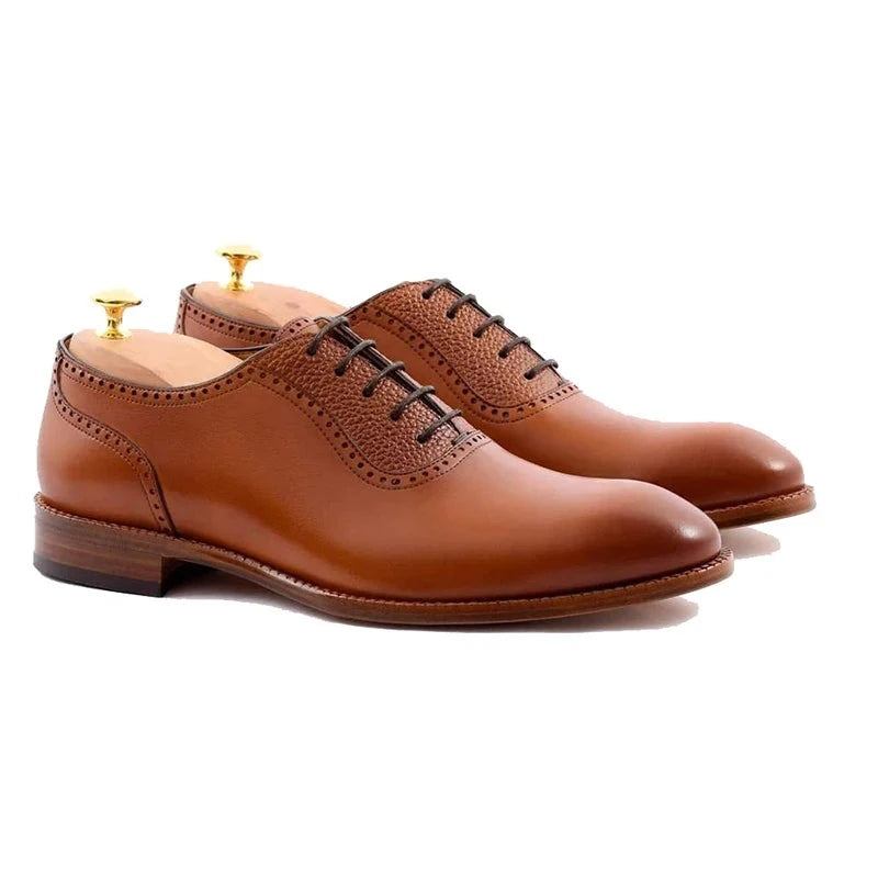 Oxford-anzugschuhe Für Herren Business Hochzeit Büro Designer Formelle Schuhe Aus Echtem Leder Handgefertigt - Braun