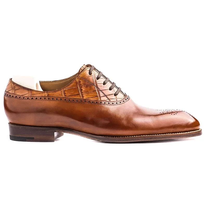 Oxford-anzugschuhe Für Herren Im Brogue-stil Schuh Aus Echtem Leder Beste Formelle Original-business-designer-schuhe - Braun