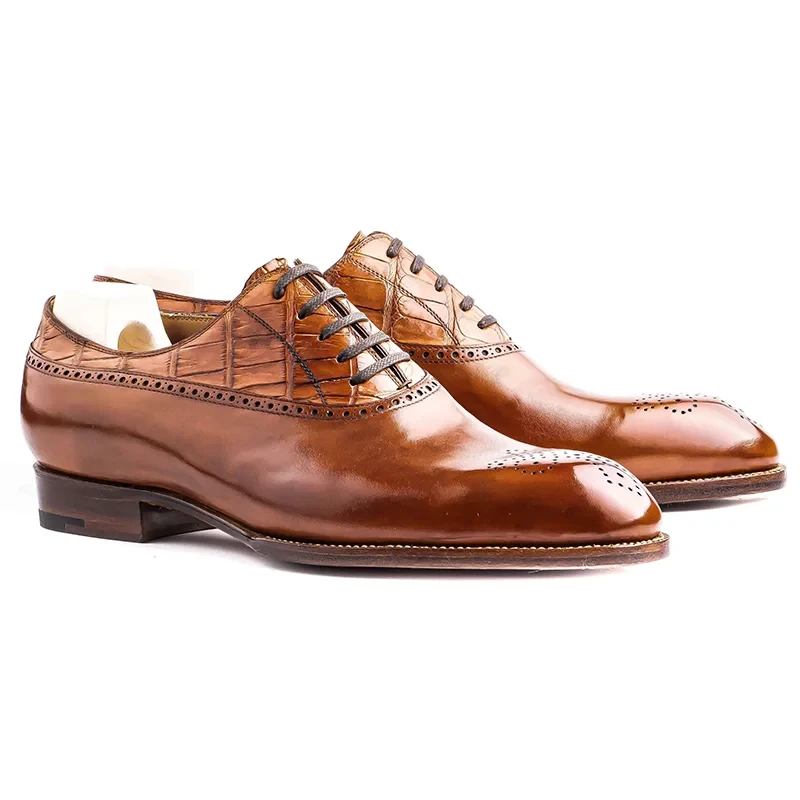 Oxford-anzugschuhe Für Herren Im Brogue-stil Schuh Aus Echtem Leder Beste Formelle Original-business-designer-schuhe - Braun