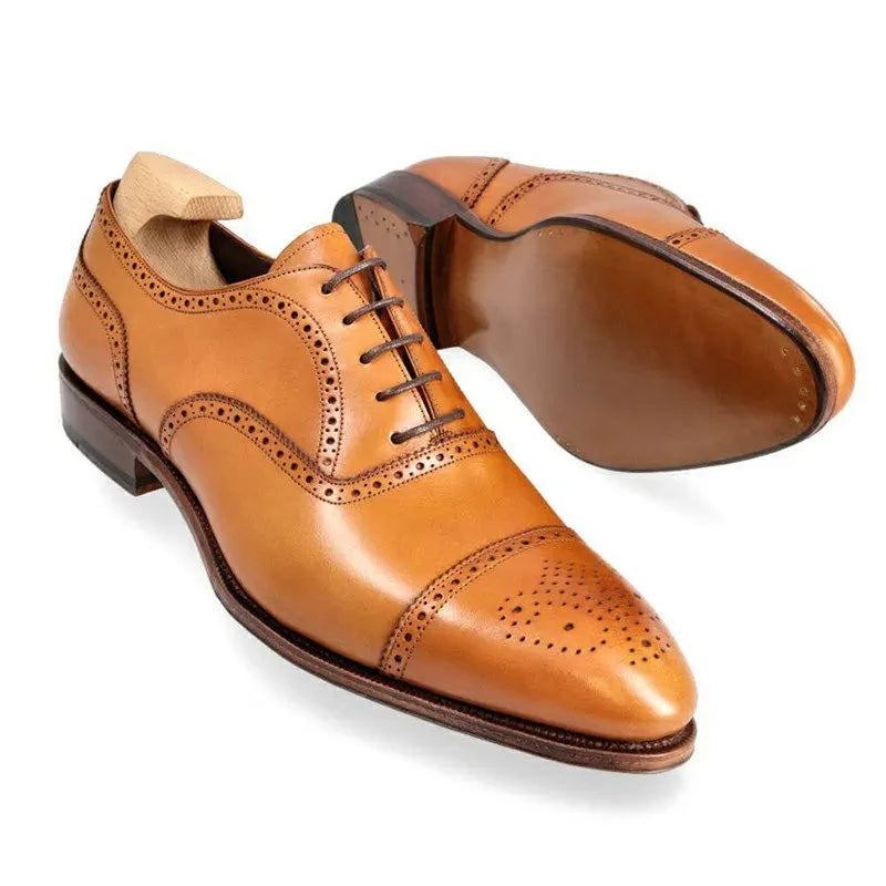 Oxford Brogue Herren-businessschuhe Solide Büroschuhe Designerschuhe Für Trauzeugen Handgefertigt Echtes Leder Herrenschuhe - Camel