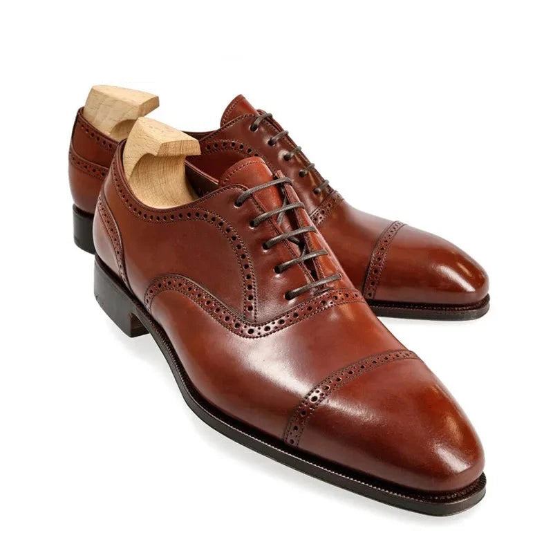 Oxford-herrenschuhe Hochzeitskleid Formelles Echtes Leder Büroschuh Original-designer-business-trauzeugenschuhe - Braun