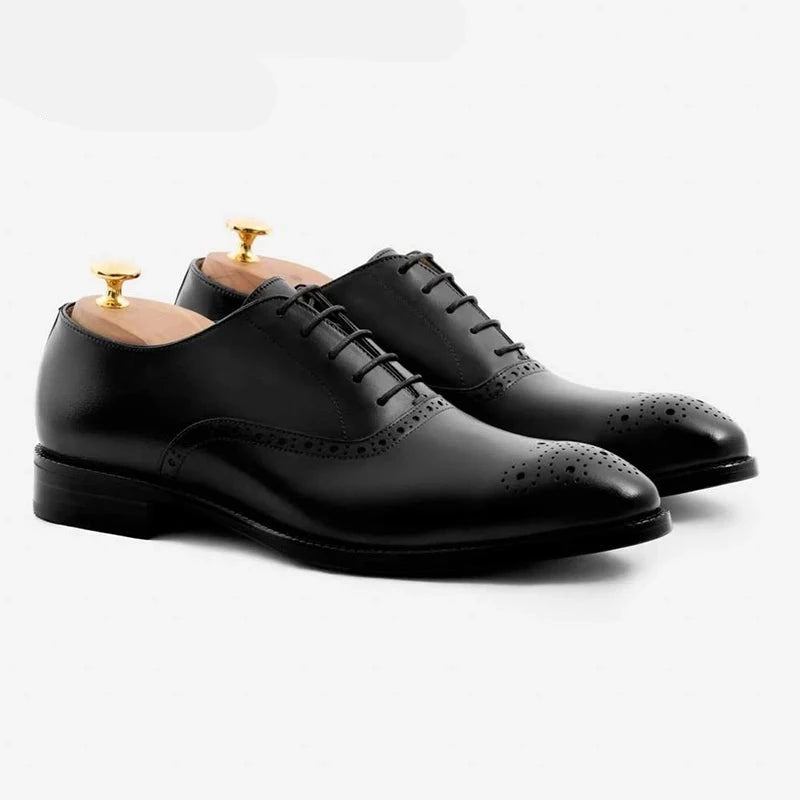 Oxford-stil Formelle Solide Businessschuhe Designer Beste Herrenschuhe Aus Echtem Leder - Schwarz