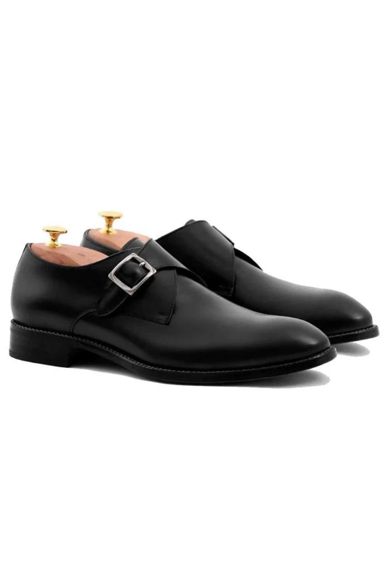 Schwarze Monk-strap-herrenschuhe Designer-hochzeitsschuhe Aus Echtem Leder Beste Handgefertigte Businessschuhe Für Männer