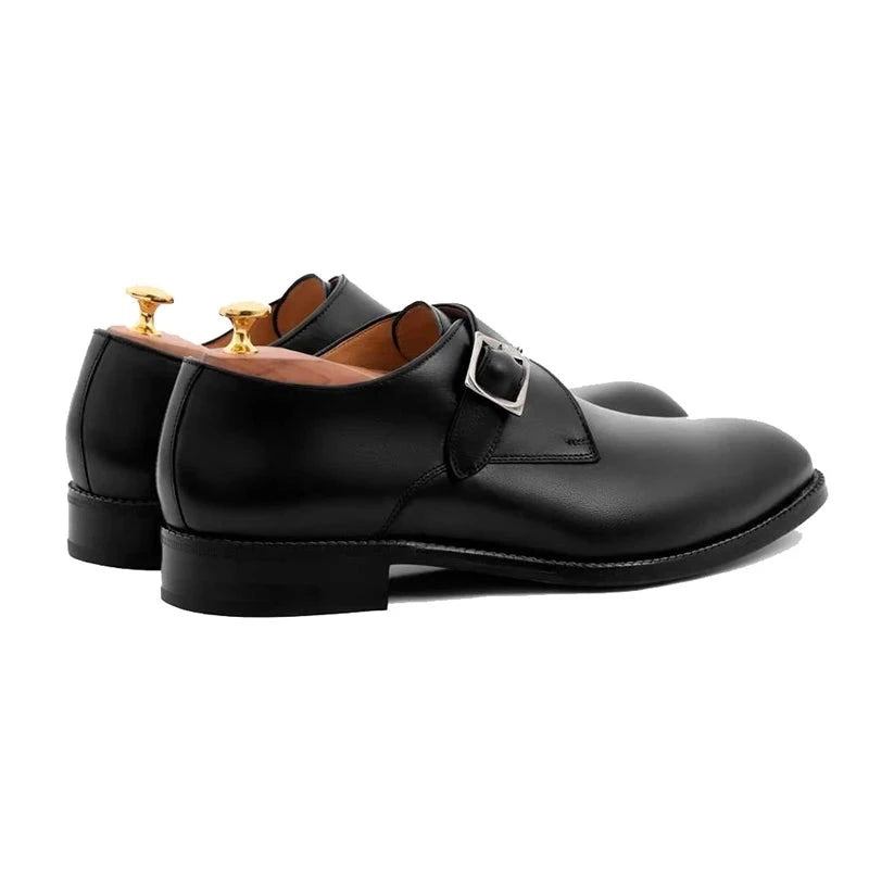 Schwarze Monk-strap-herrenschuhe Designer-hochzeitsschuhe Aus Echtem Leder Beste Handgefertigte Businessschuhe Für Männer - Schwarz